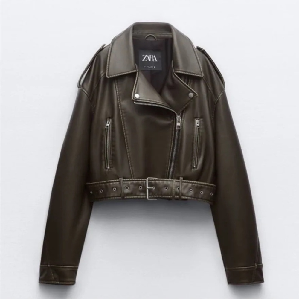 Zara Women's Green Leather Jacket